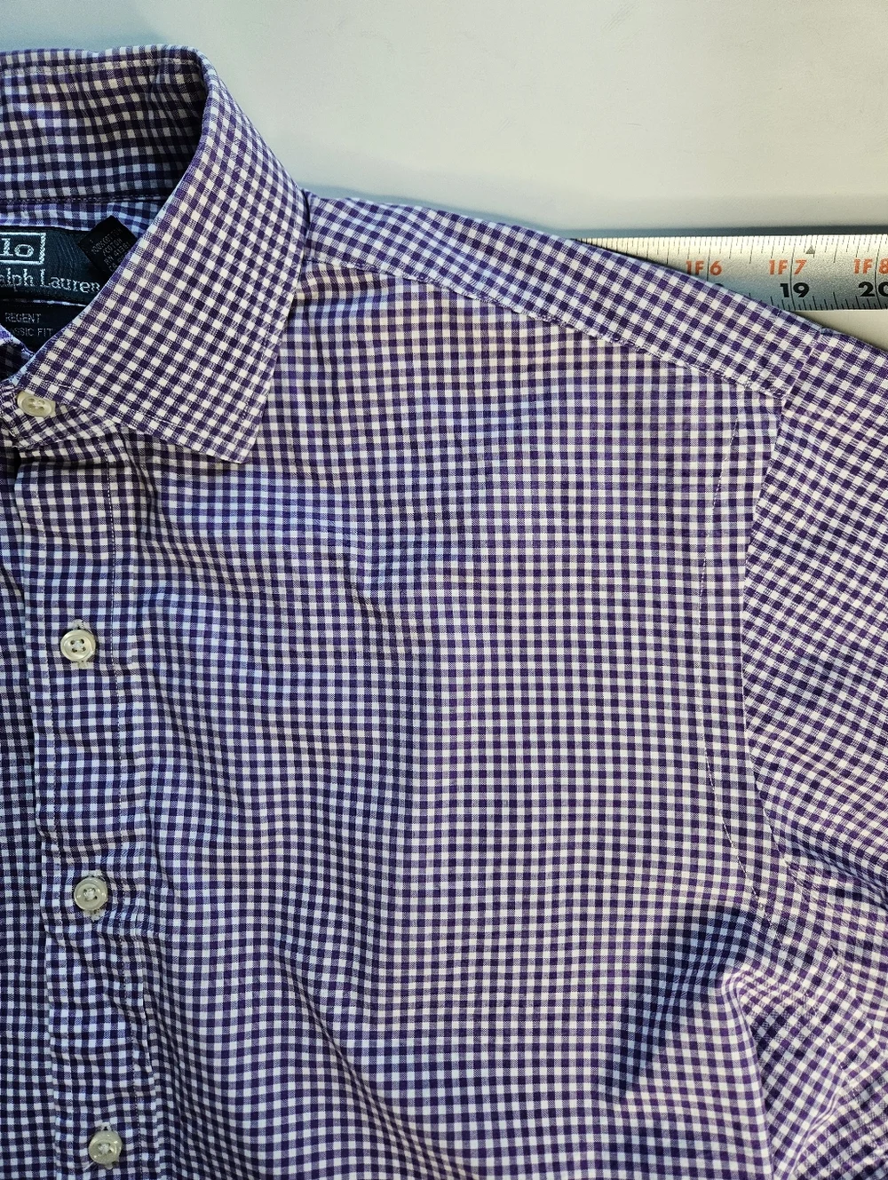 Polo Ralph Lauren Regent Classic Fit purple gingham button up long sleeve shirt